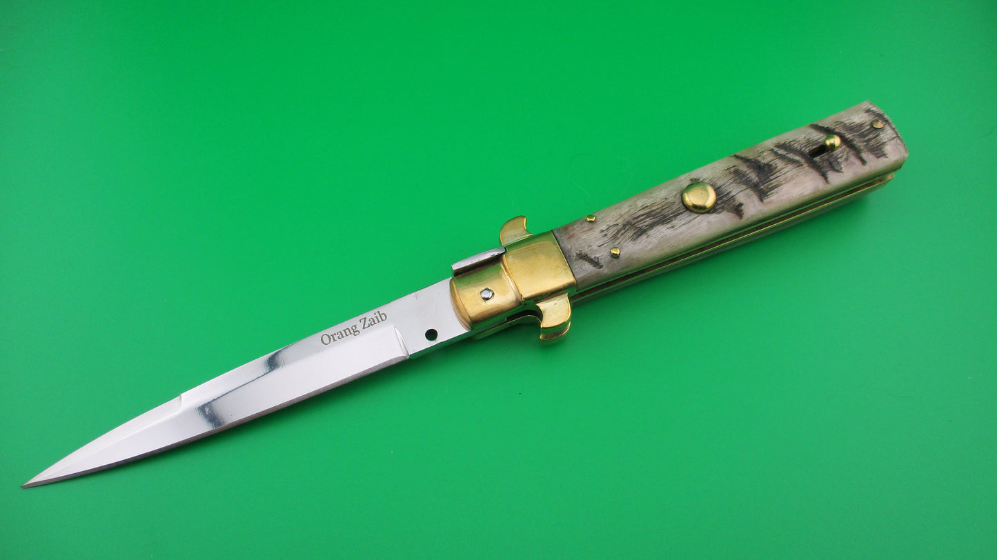 Custom Frosolone Style Rams Horn 25cm Picklock Automatic knife by Orang Zaib