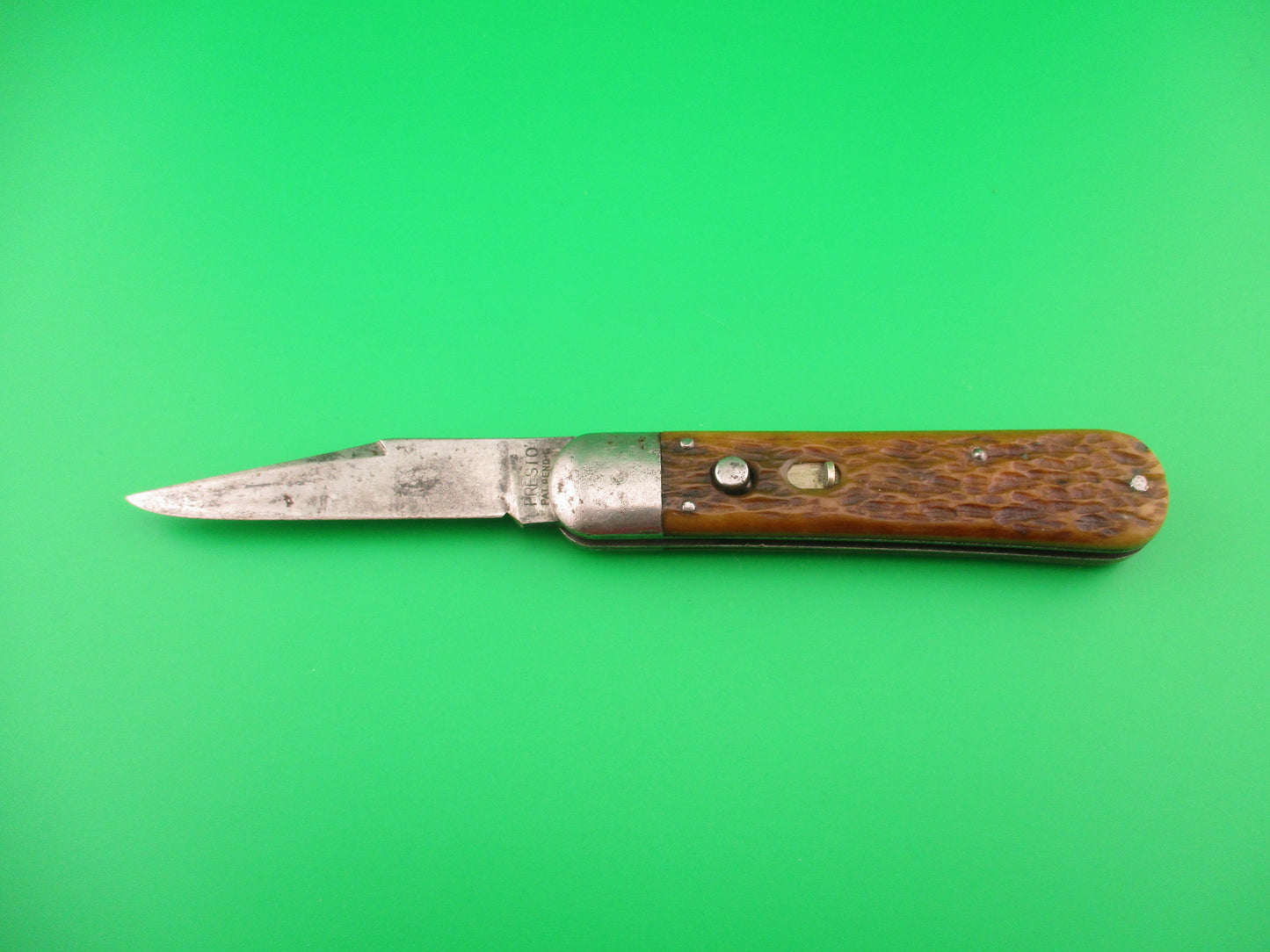 PRESTO Scout Jigged Bone Vintage automatic Long Clip swedge Book Knife
