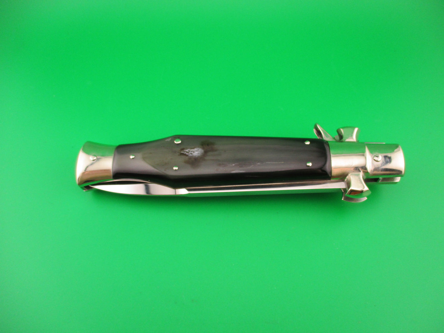 AGA CAMPOLIN 29cm Italian BLACK WIDOW Fulcrum Wasp Square button horn automatic knife