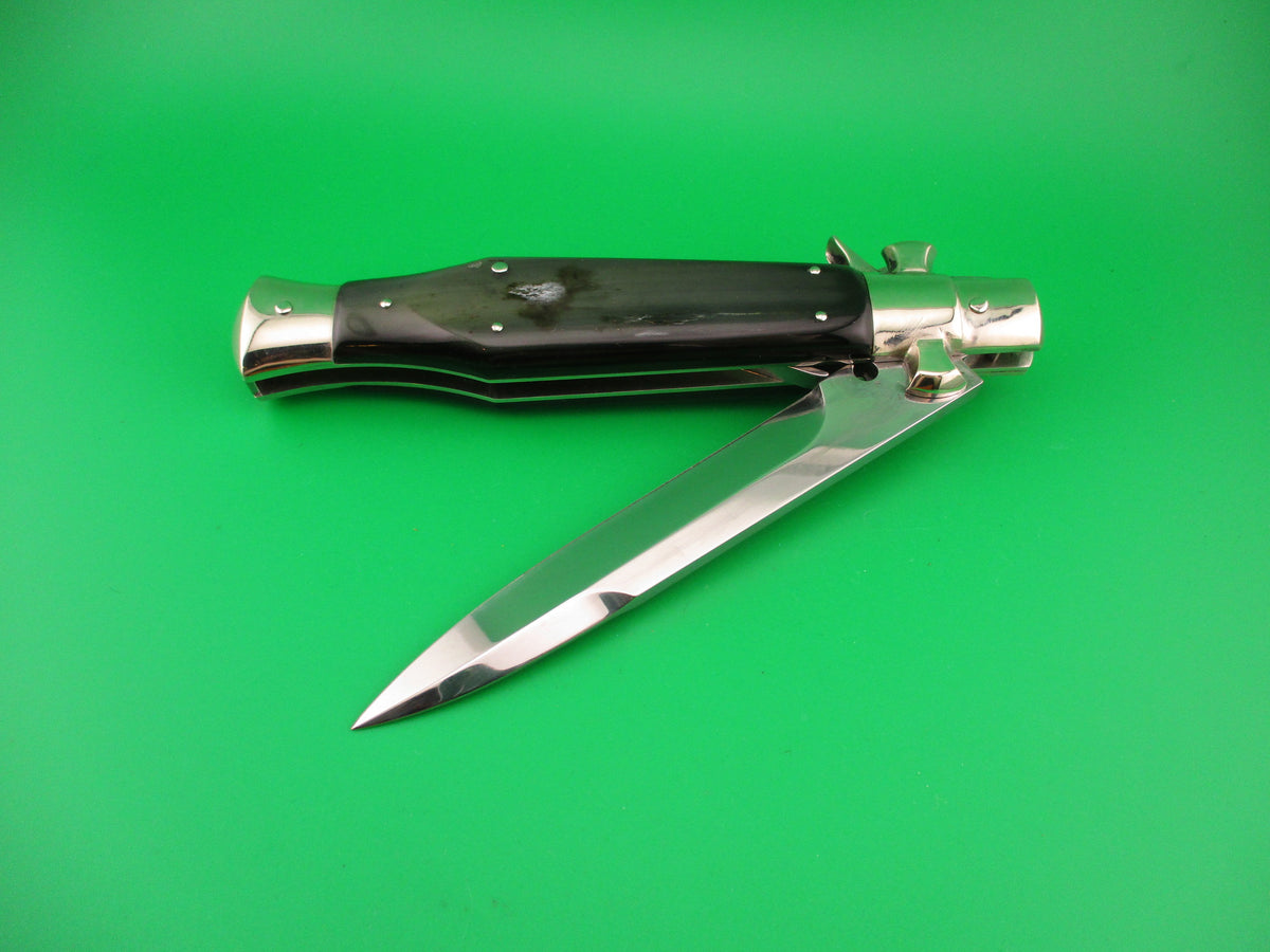 AGA CAMPOLIN 29cm Italian BLACK WIDOW Fulcrum Wasp Square button horn automatic knife