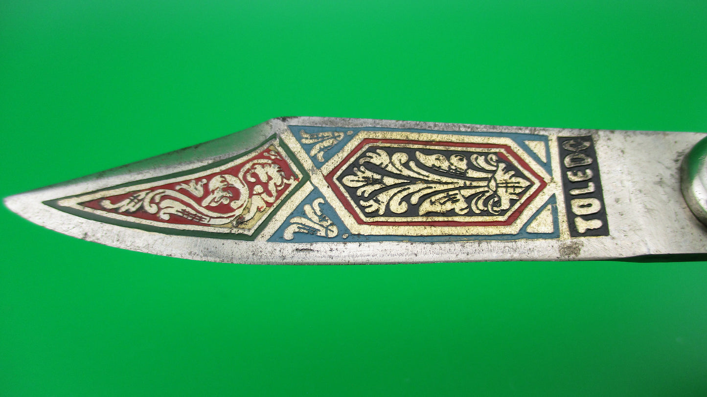 TOLEDO 17cm Spanish Vintage  Stag Lever Tourist automatic knife painted blade