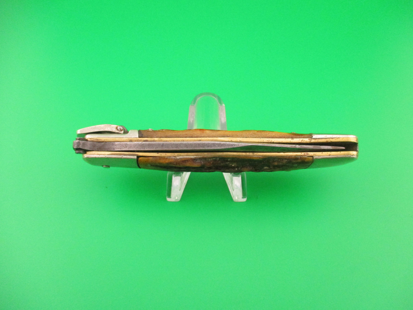 KA-BAR Lever Stag transitional 1930s vintage switchblade knife