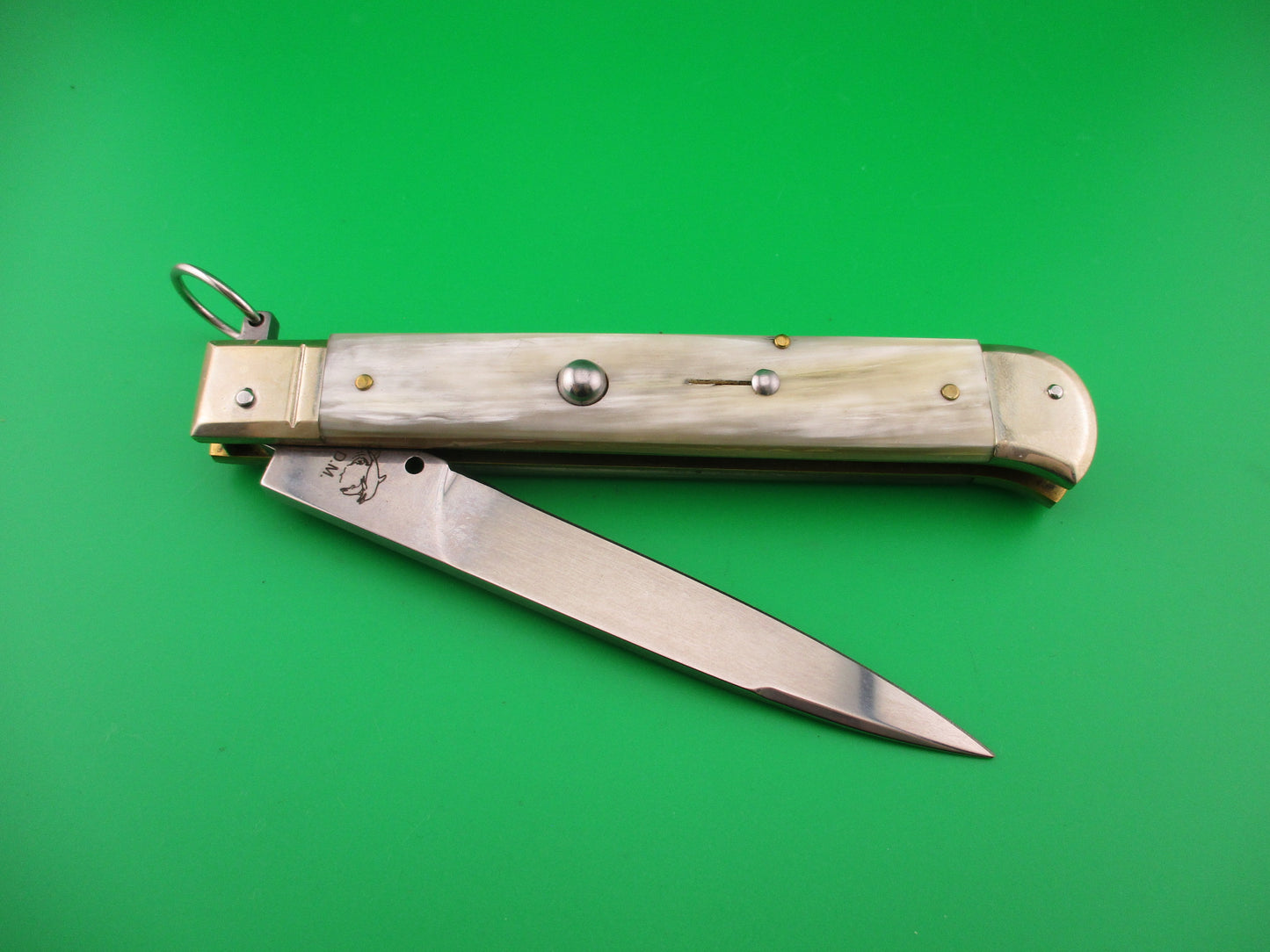 D.M. Dolphin 28cm Italian FALCON Ring pull Honey & Cream automatic knife