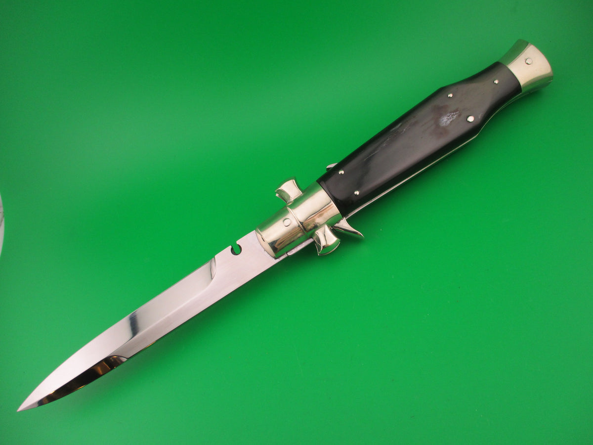 AGA CAMPOLIN 29cm Italian BLACK WIDOW Fulcrum Wasp Square button horn automatic knife