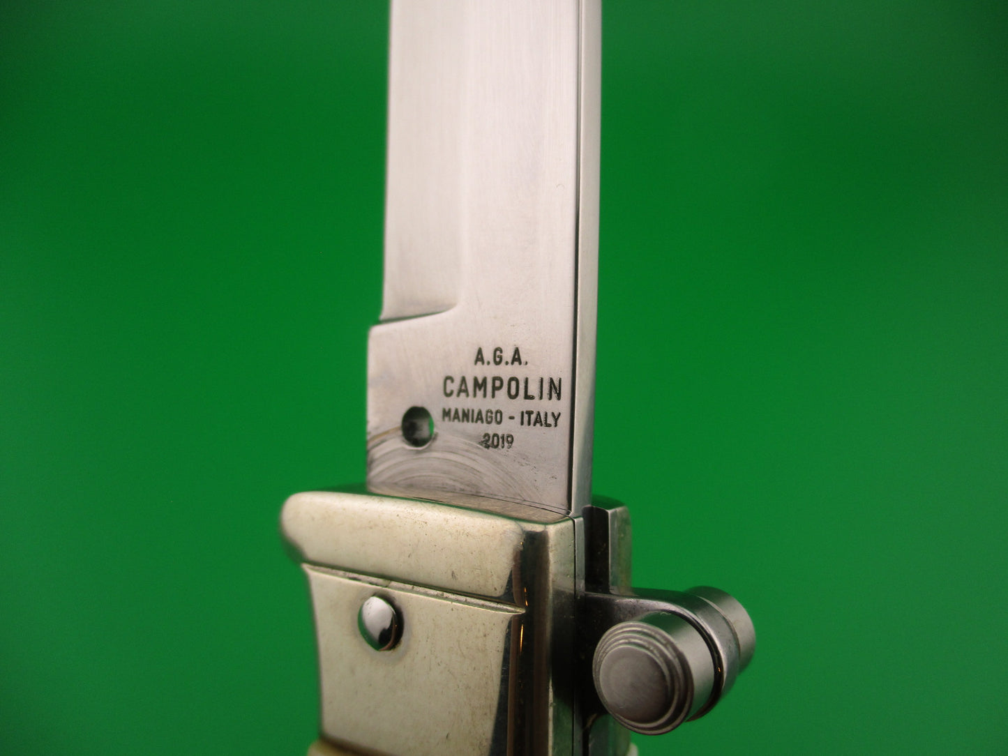 AGA CAMPOLIN 2019 17cm Italian Customized Piccolo Stag w Skull automatic knife