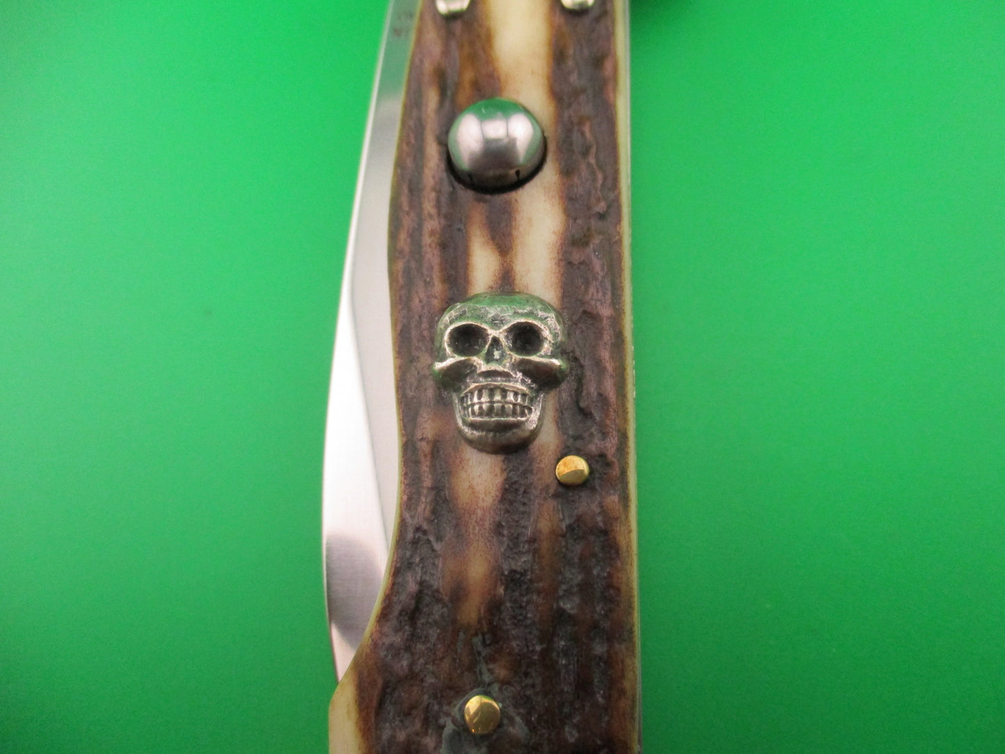 AGA CAMPOLIN 2019 17cm Italian Customized Piccolo Stag w Skull automatic knife