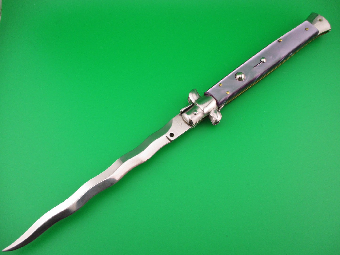 STILETTO ITALY 33cm Italian Stiletto KRIS Purple Pearlex Swivel bolster automatic knife