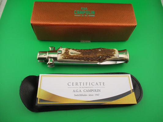 AGA CAMPOLIN ITALY 29cm Italian BLACK WIDOW Stag Fulcrum Wasp Square button knife