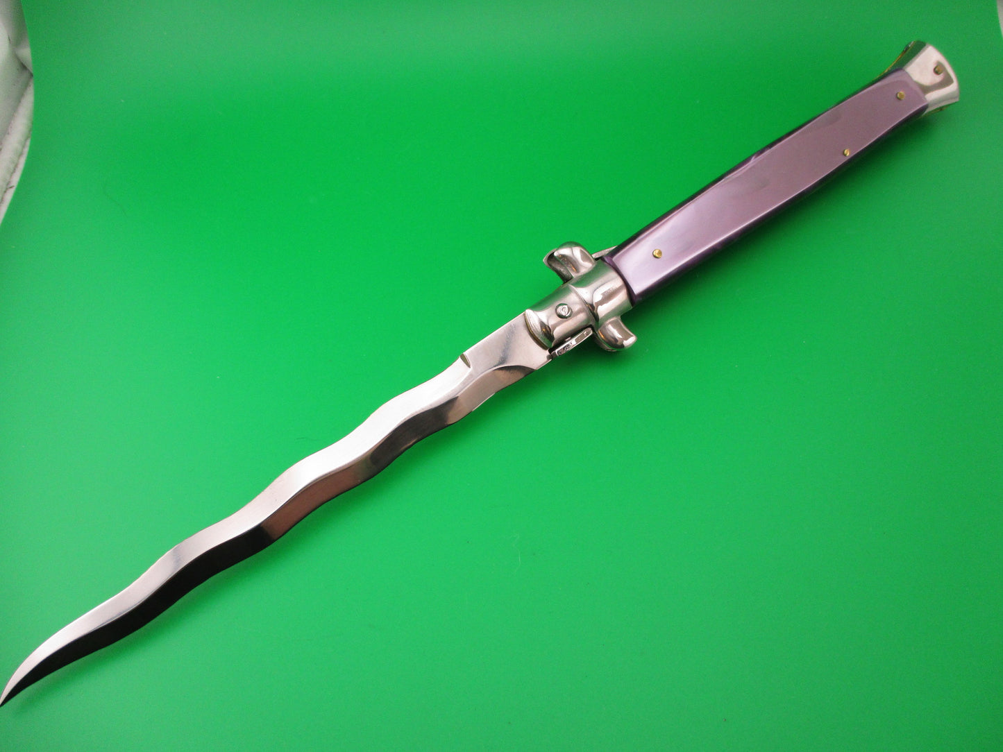 STILETTO ITALY 33cm Italian Stiletto KRIS Purple Pearlex Swivel bolster automatic knife