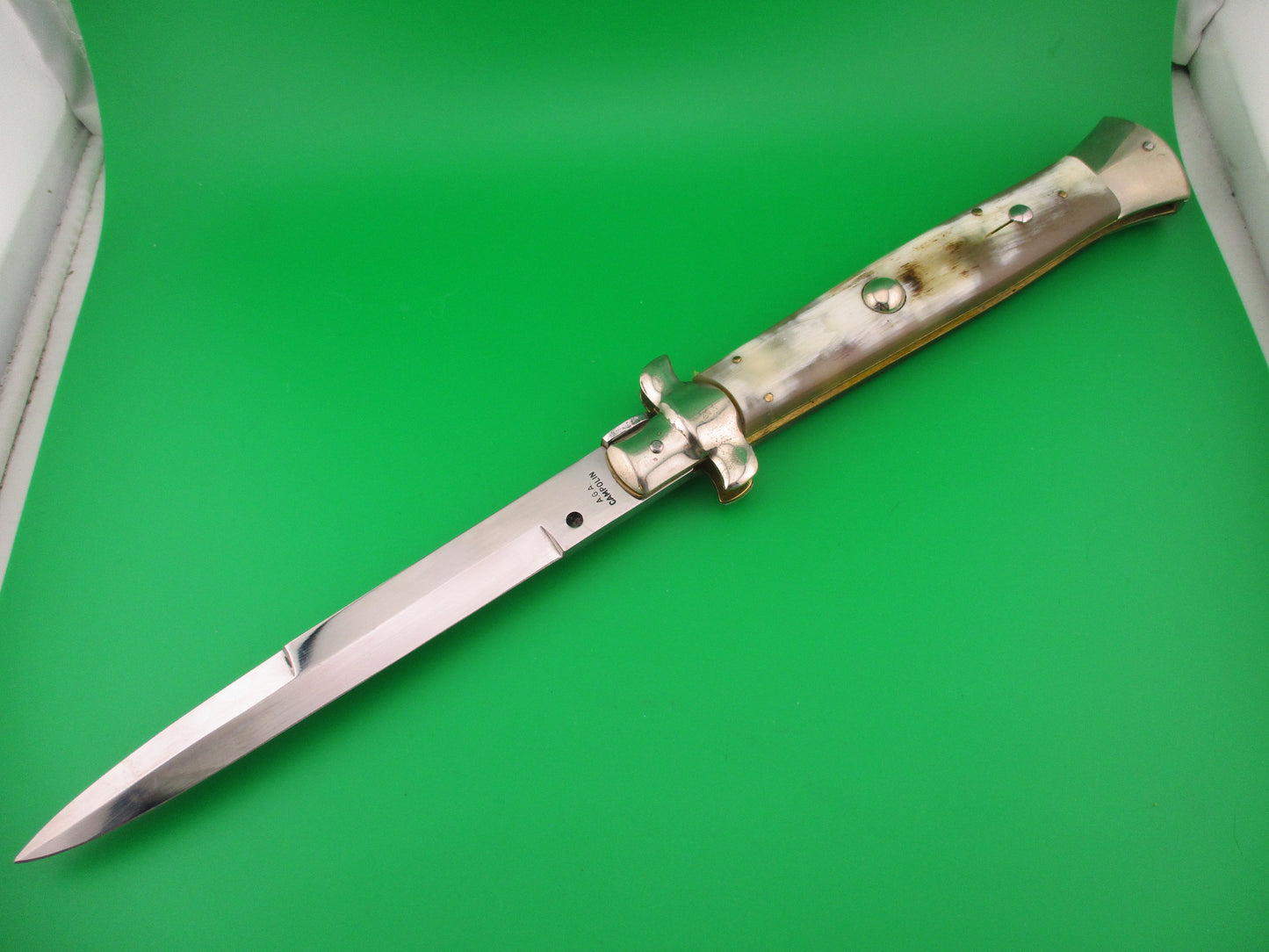 AGA CAMPOLIN 38cm Italian 15 inch Honey Horn Swivel bolster automatic knife