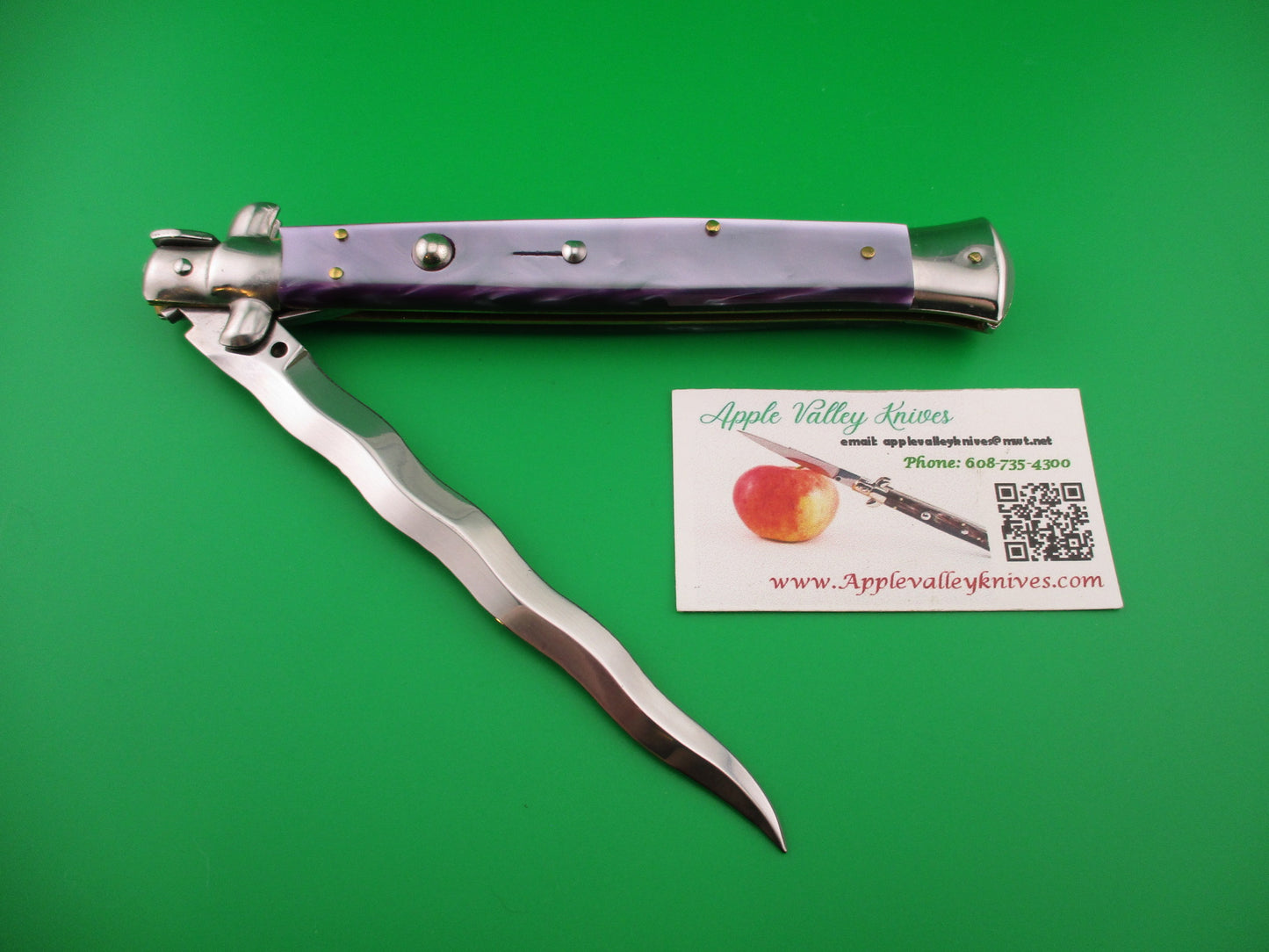 STILETTO ITALY 33cm Italian Stiletto KRIS Purple Pearlex Swivel bolster automatic knife