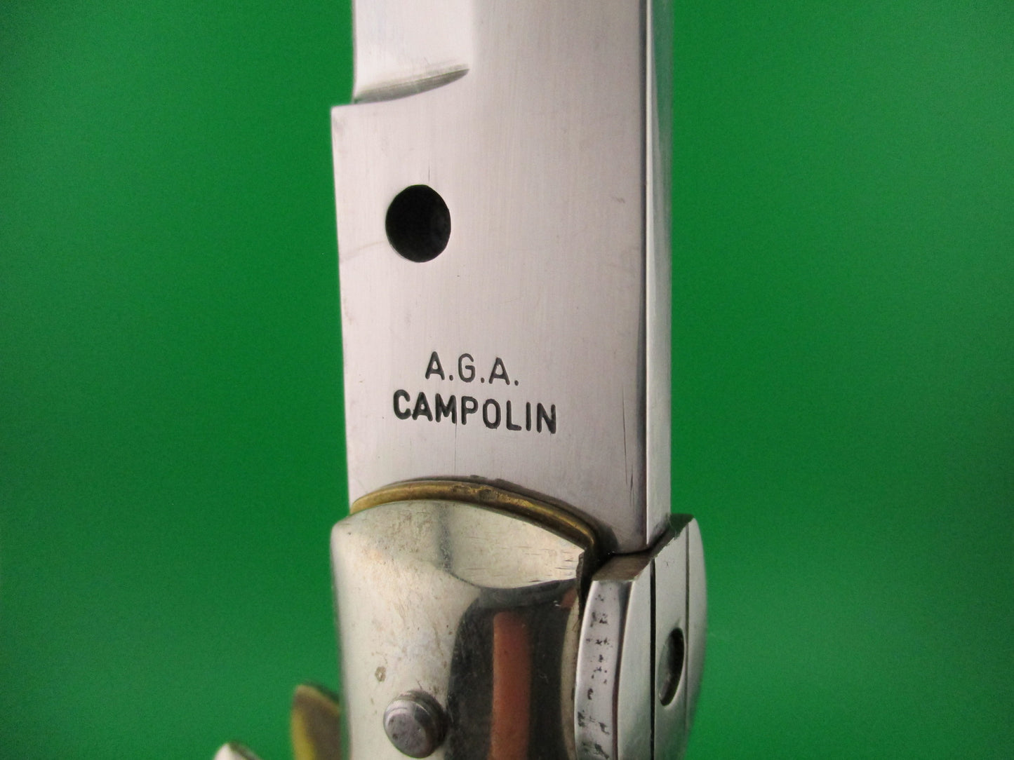 AGA CAMPOLIN 38cm Italian 15 inch Honey Horn Swivel bolster automatic knife