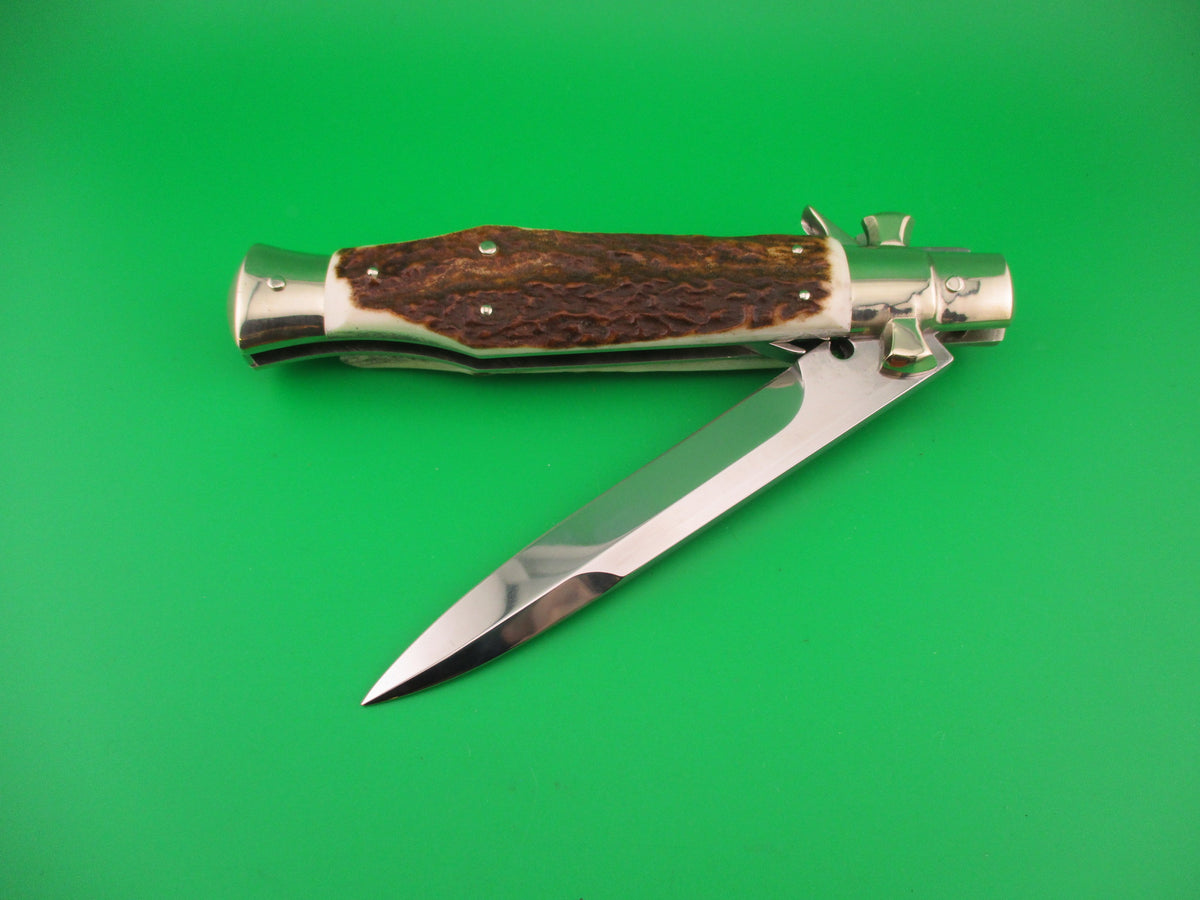 AGA CAMPOLIN ITALY 29cm Italian BLACK WIDOW Stag Fulcrum Wasp Square button knife
