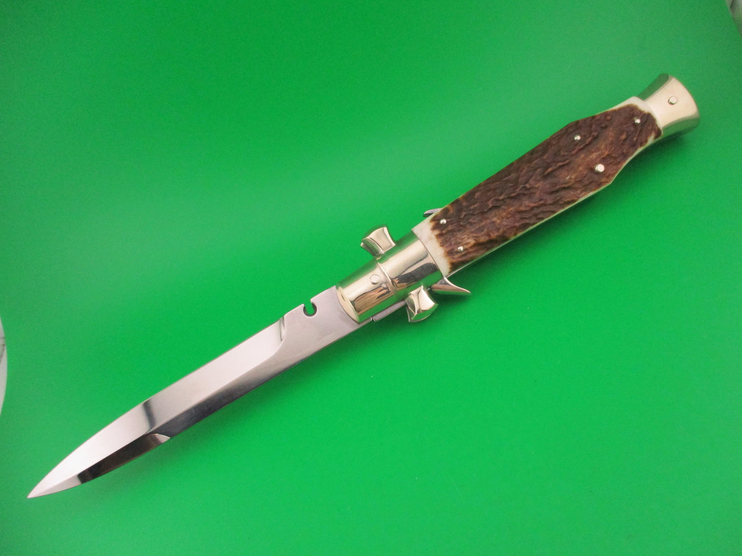 AGA CAMPOLIN ITALY 29cm Italian BLACK WIDOW Stag Fulcrum Wasp Square button knife