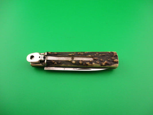 Hubertus 9cm German Little Slim Line Stag Lever automatic knife