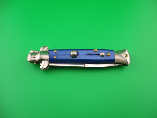 STAINLESS ITALY 22cm Italian Stiletto Blue Pearlex swivel bolster automatic knife