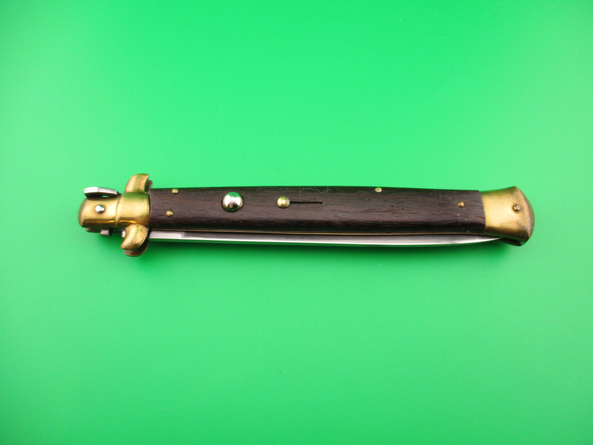 B Rostfrei 33cm Italian Swivel bolster Wood & Brass vintage automatic ...