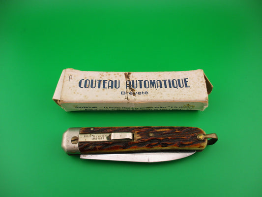 INOX 247 COUTEAU AUTOMATIQUE BREVETE 21cm French bone automatic knife in Box