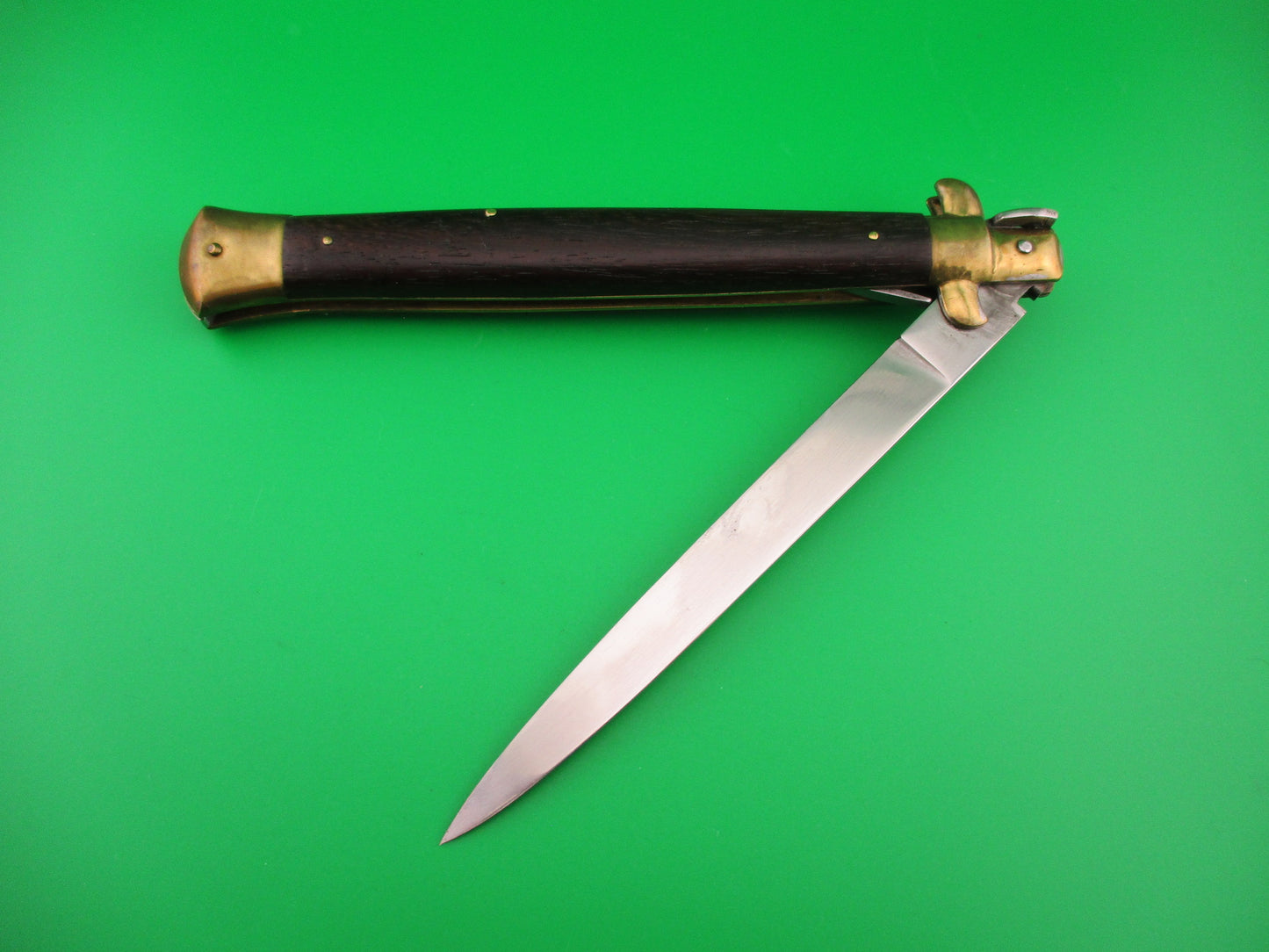 B Rostfrei 33cm Italian Swivel bolster Wood & Brass vintage automatic knife