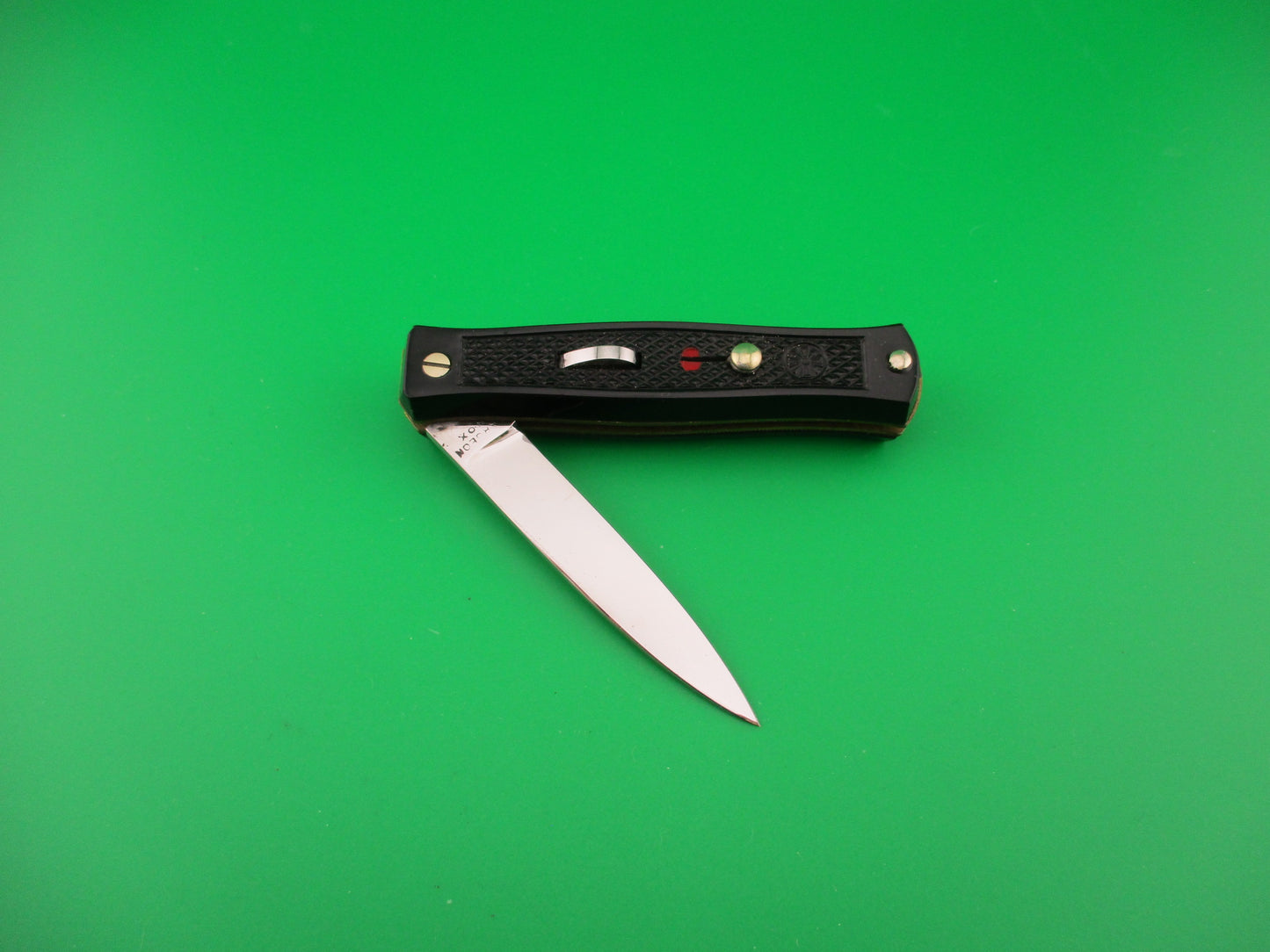 BARGEON INOX 14cm French Small Black Bobc vintage automatic knife NIB Red Dot