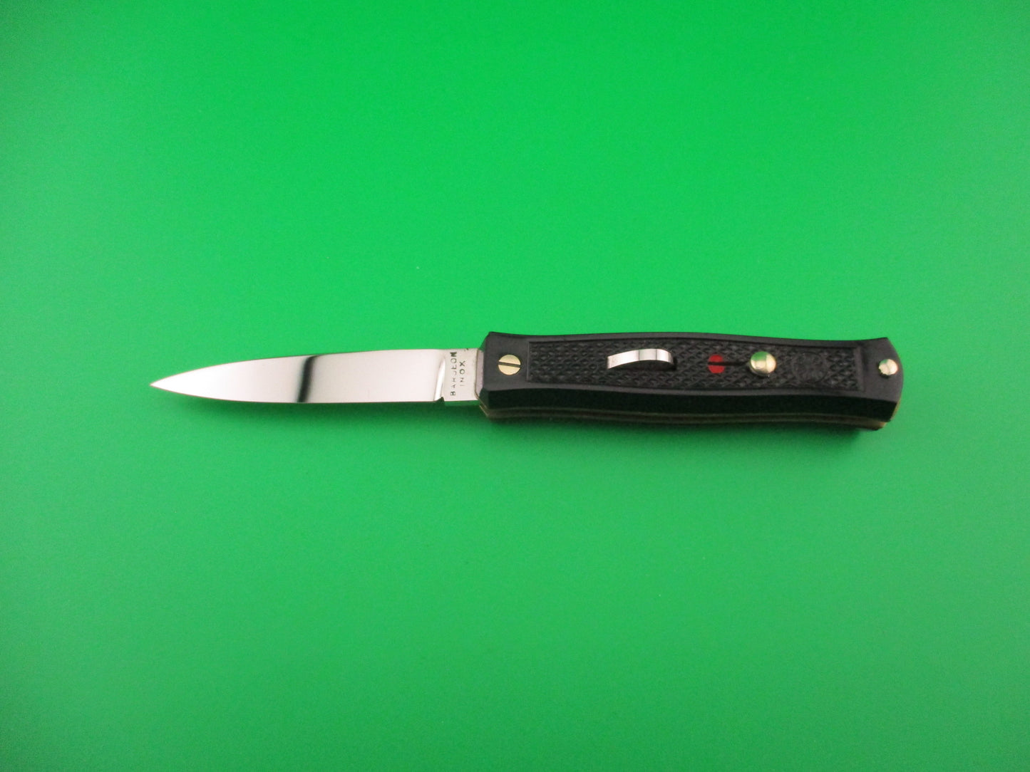 BARGEON INOX 14cm French Small Black Bobc vintage automatic knife NIB Red Dot