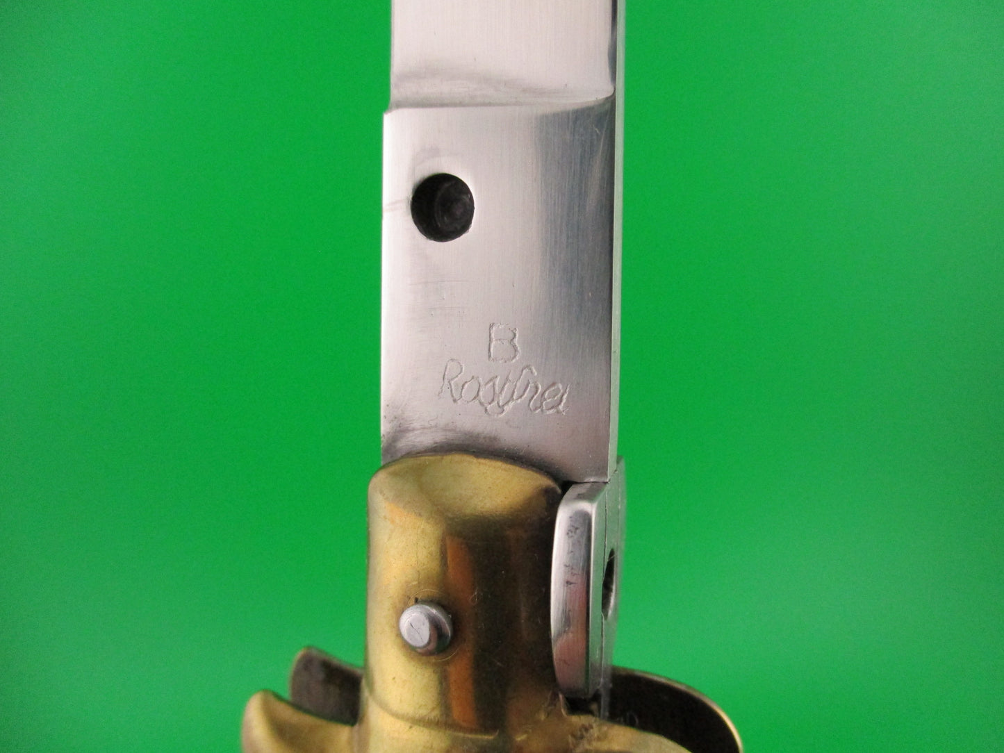 B Rostfrei 33cm Italian Swivel bolster Wood & Brass vintage automatic knife