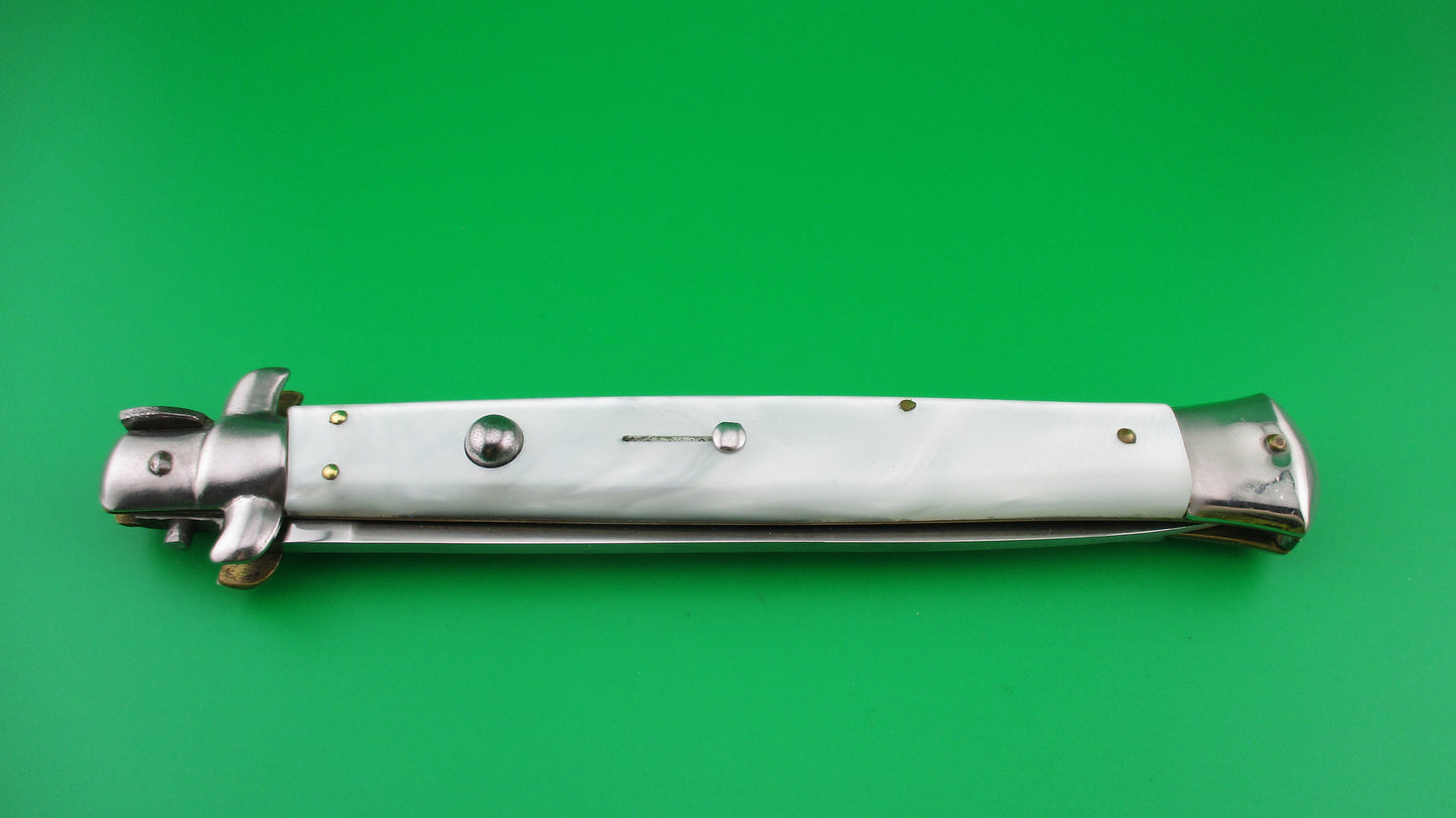 VIRGINIA 33cm Italian Stiletto Swivel bolster Pearlex vintage automatic knife