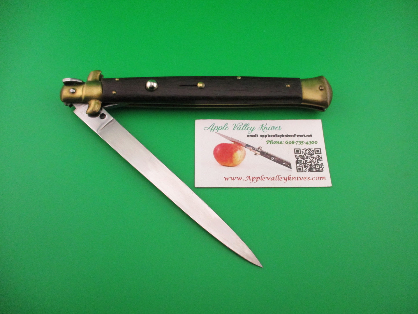 B Rostfrei 33cm Italian Swivel bolster Wood & Brass vintage automatic knife