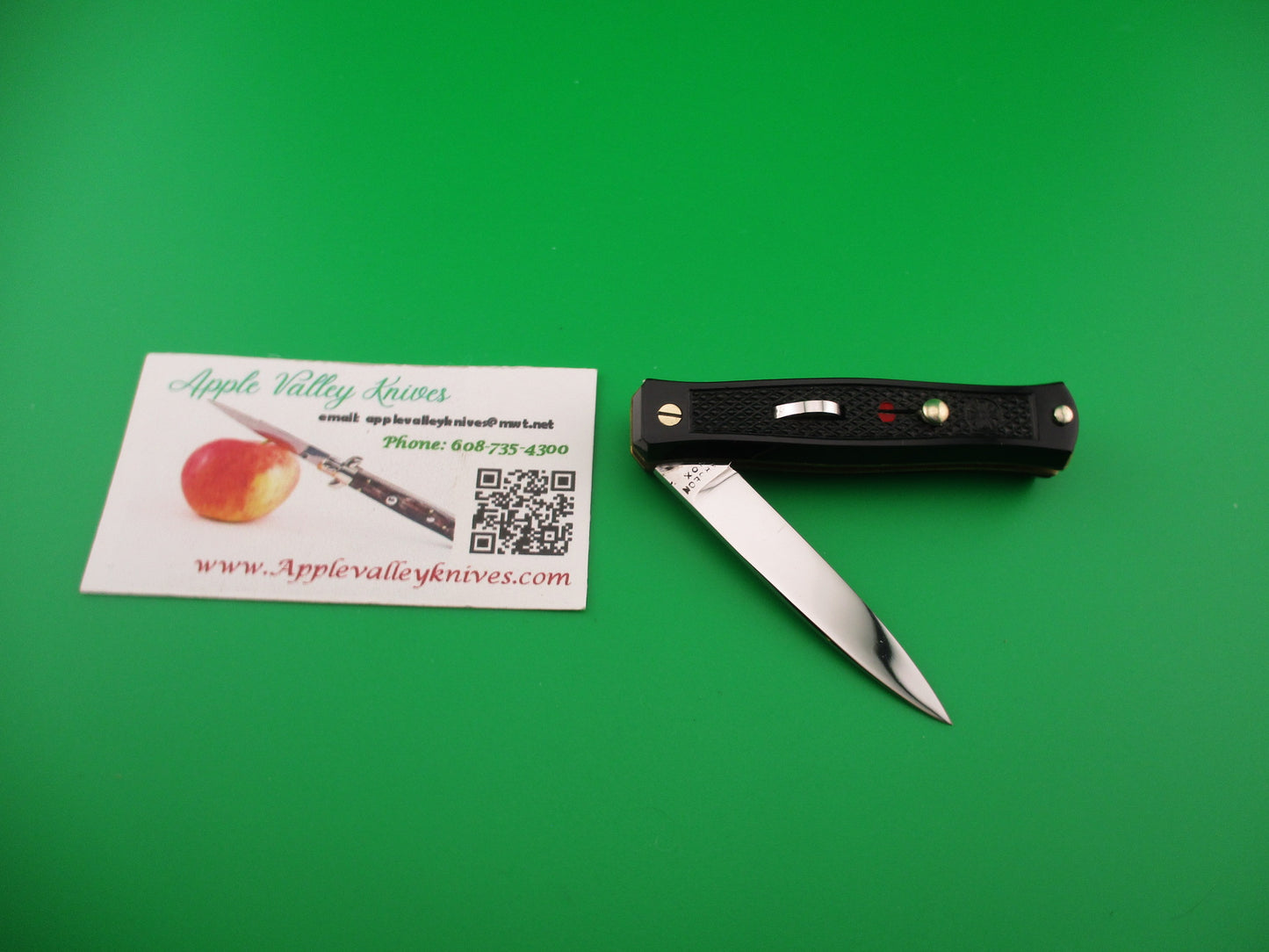 BARGEON INOX 14cm French Small Black Bobc vintage automatic knife NIB Red Dot