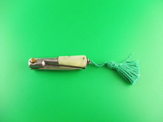 INOX 8cm Italian Mini Corsican Vendetta Pearlex Green Tassel 1960s Automatic knife