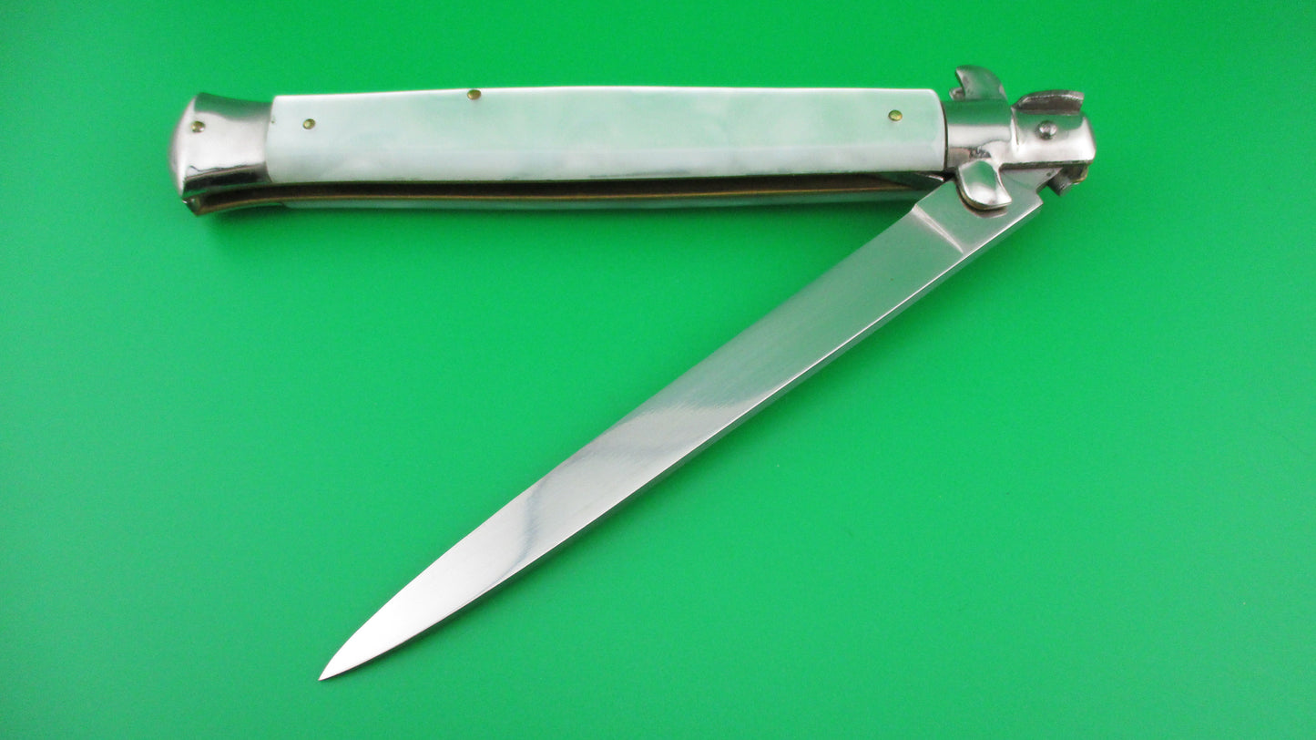 VIRGINIA 33cm Italian Stiletto Swivel bolster Pearlex vintage automatic knife