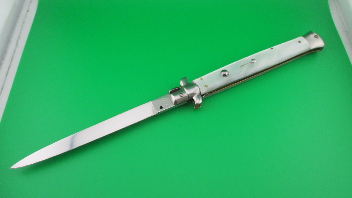 VIRGINIA 33cm Italian Stiletto Swivel bolster Pearlex vintage automatic knife