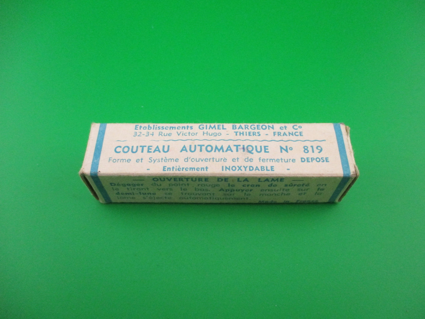 BARGEON INOX 14cm French Small Black Bobc vintage automatic knife NIB Red Dot