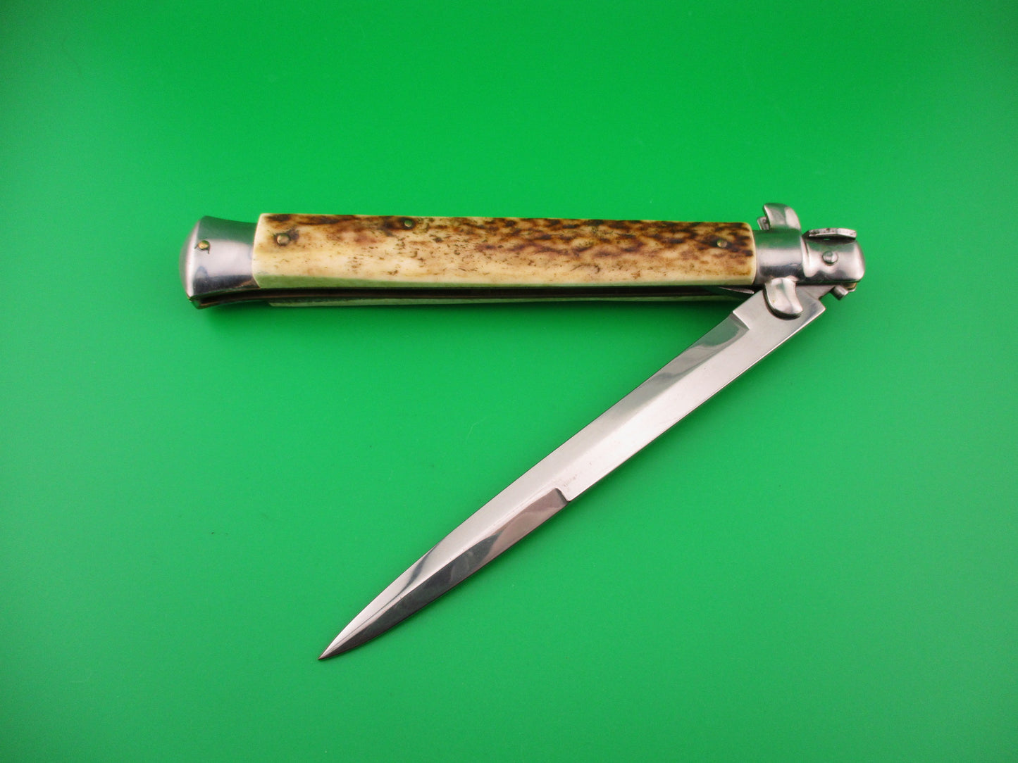 FRANK B 33cm Italian Stiletto Stag swivel bolster automatic knife