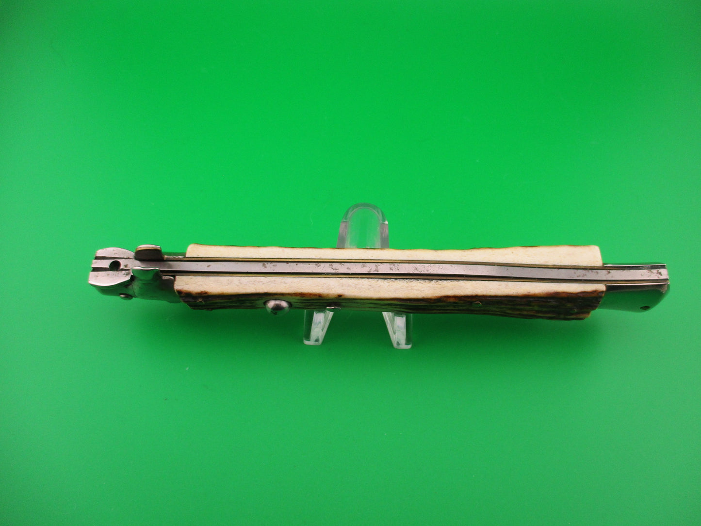 FRANK B 33cm Italian Stiletto Stag swivel bolster automatic knife