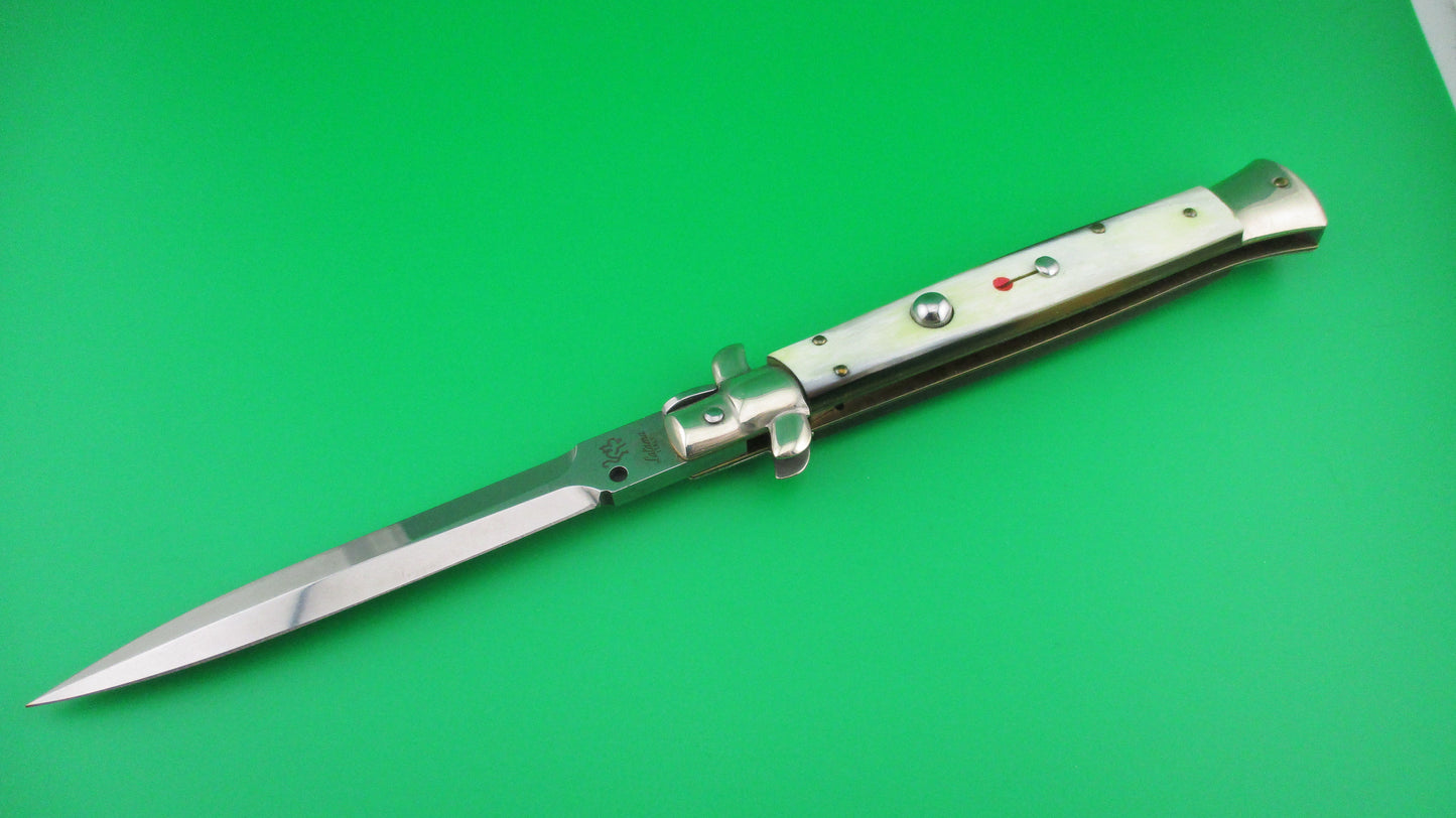 Walts LATAMA Cat 28cm Italian stiletto Dagger Blade Honey Cream switchblade