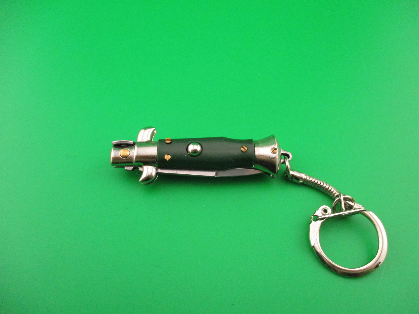 INOX ITALY 10cm Italian Stiletto Green picklock keychain automatic knife