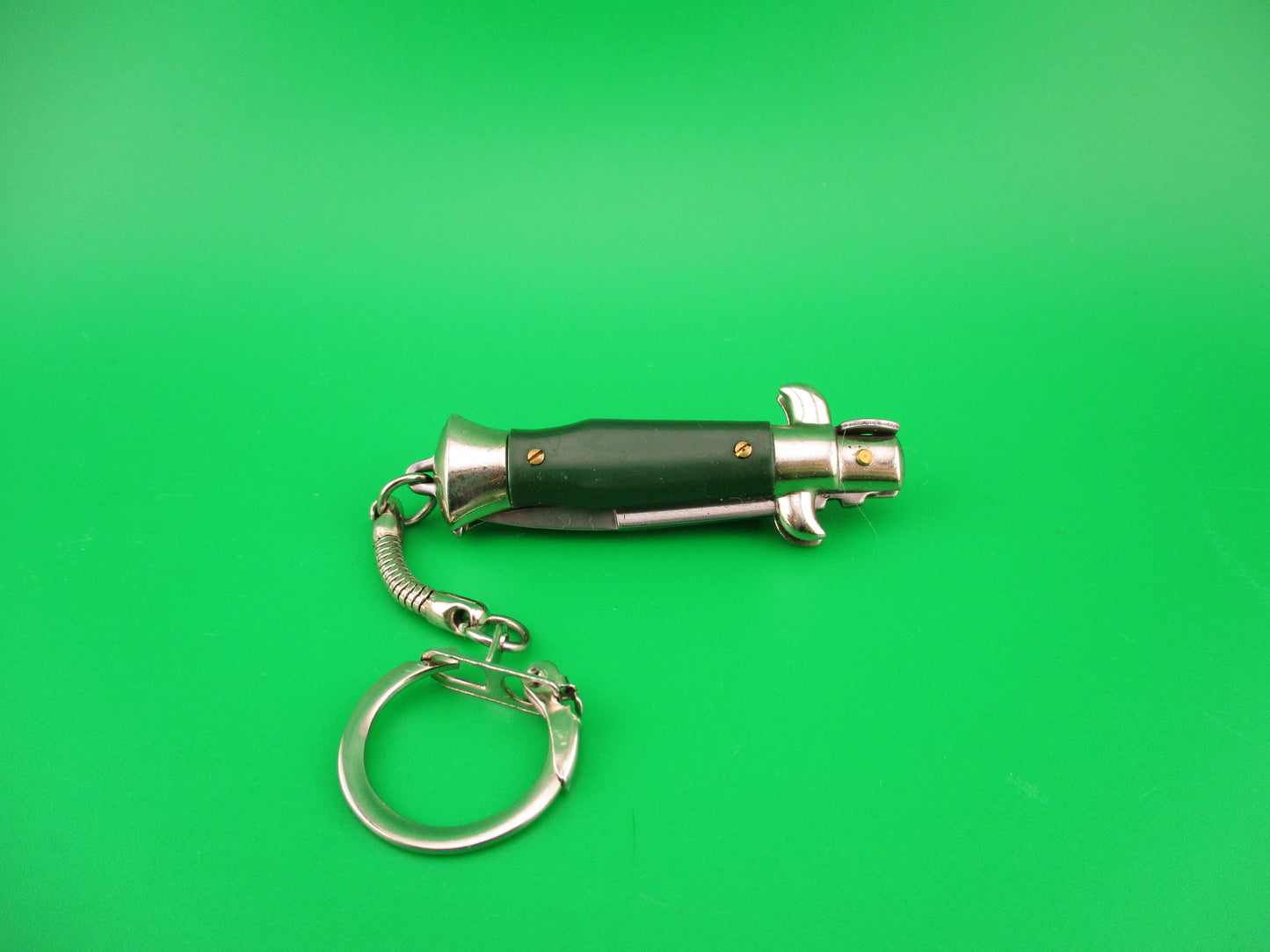 INOX ITALY 10cm Italian Stiletto Green picklock keychain automatic knife