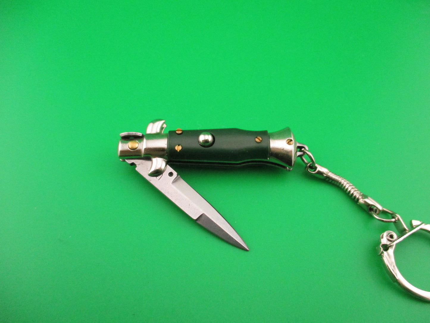 INOX ITALY 10cm Italian Stiletto Green picklock keychain automatic knife