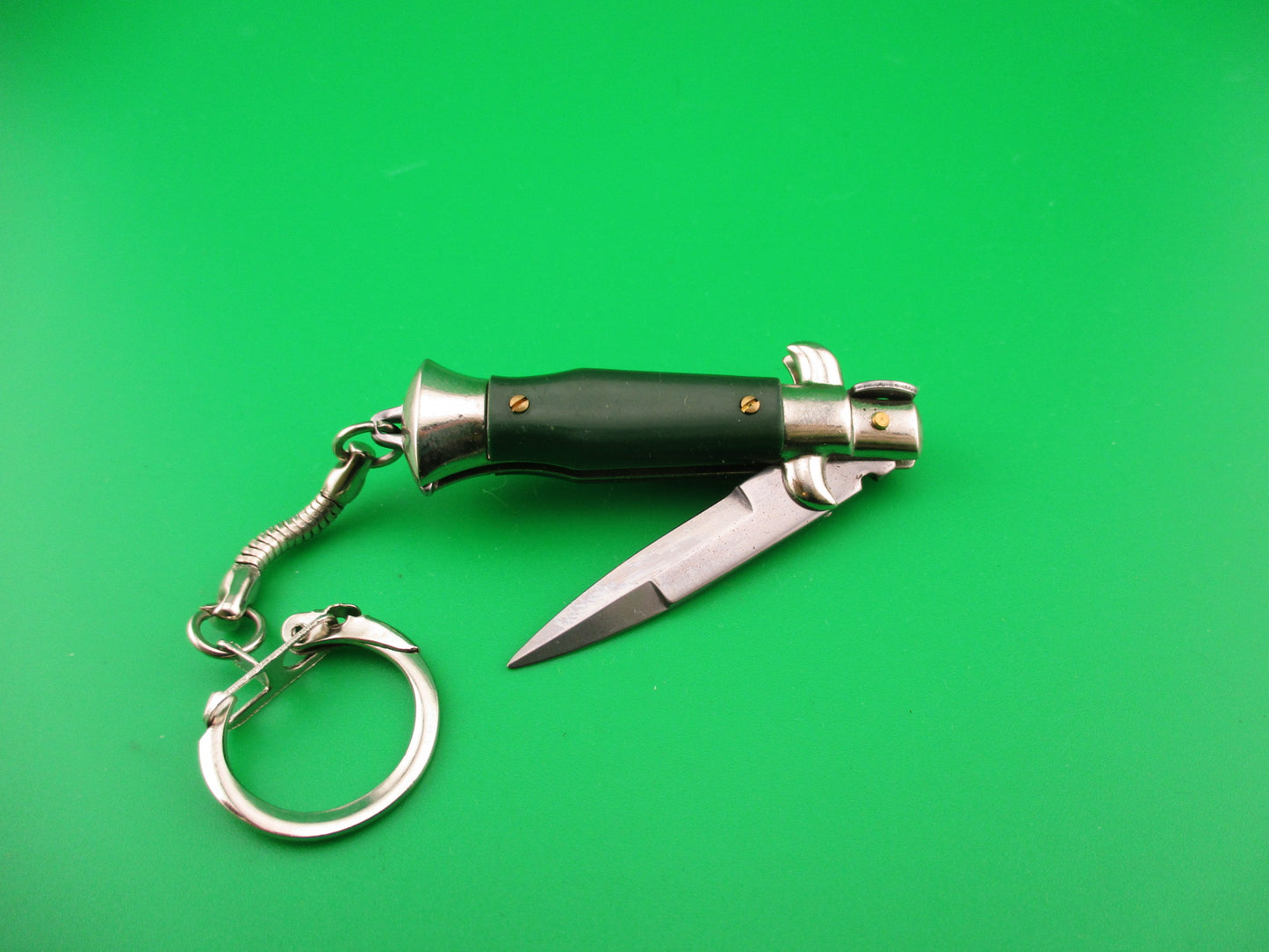 INOX ITALY 10cm Italian Stiletto Green picklock keychain automatic knife