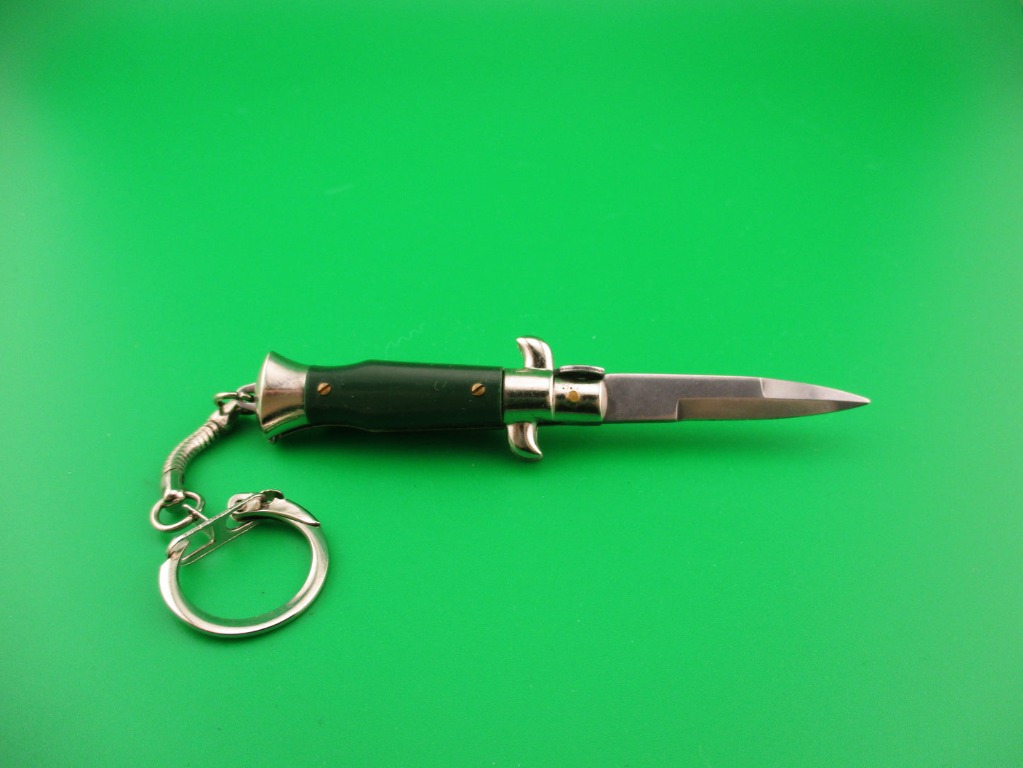INOX ITALY 10cm Italian Stiletto Green picklock keychain automatic knife