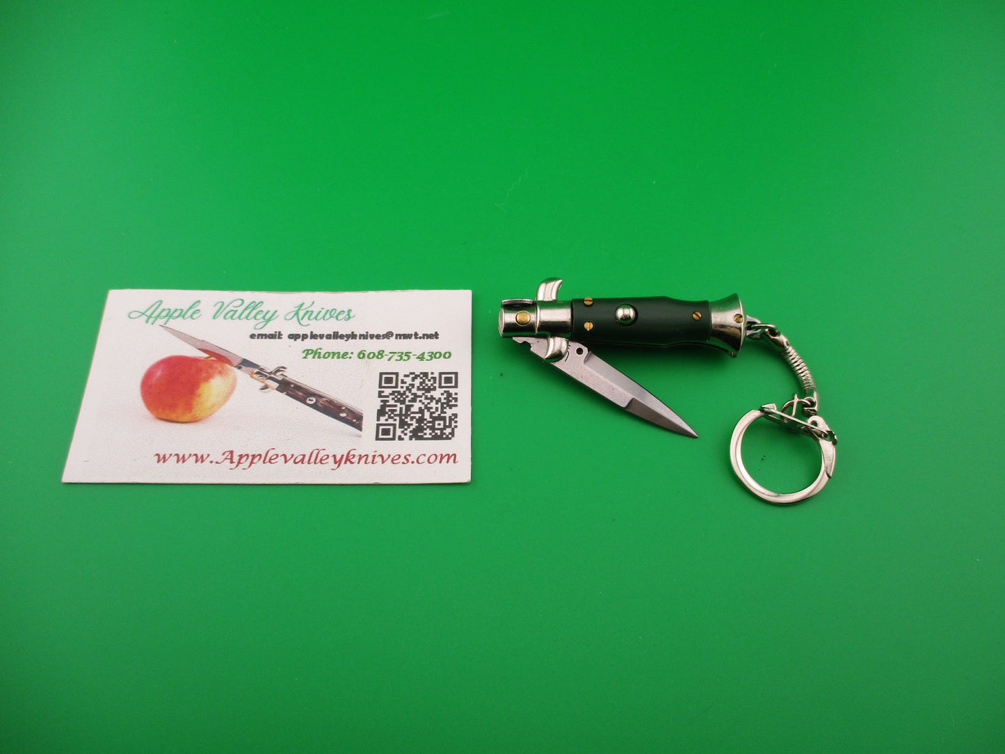 INOX ITALY 10cm Italian Stiletto Green picklock keychain automatic knife