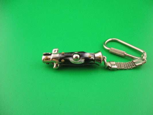 INOX ITALY 7cm Italian Picklock Stiletto Black & Gray Swirl Keychain automatic tiny knife