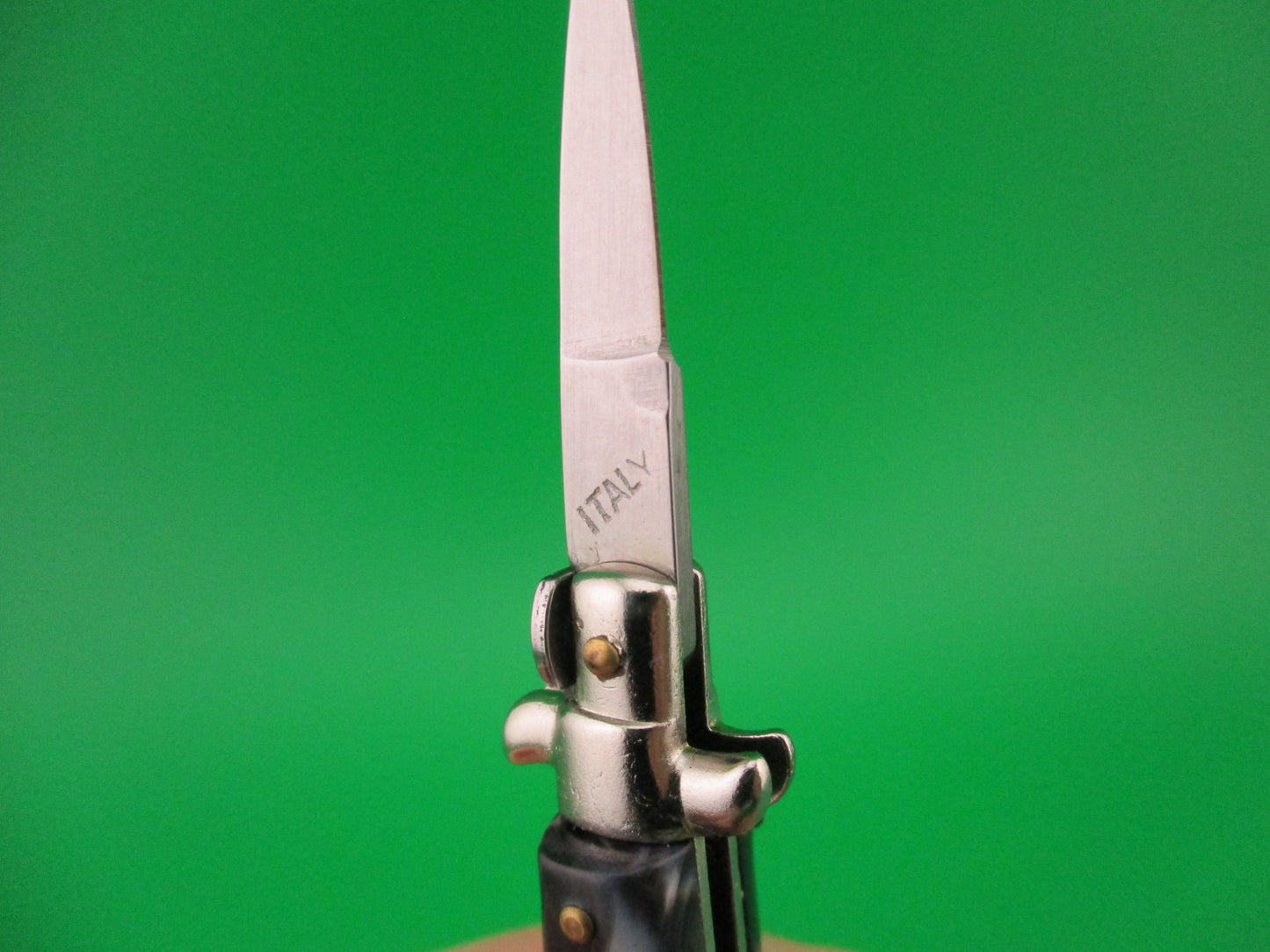 INOX ITALY 7cm Italian Picklock Stiletto Black & Gray Swirl Keychain automatic tiny knife