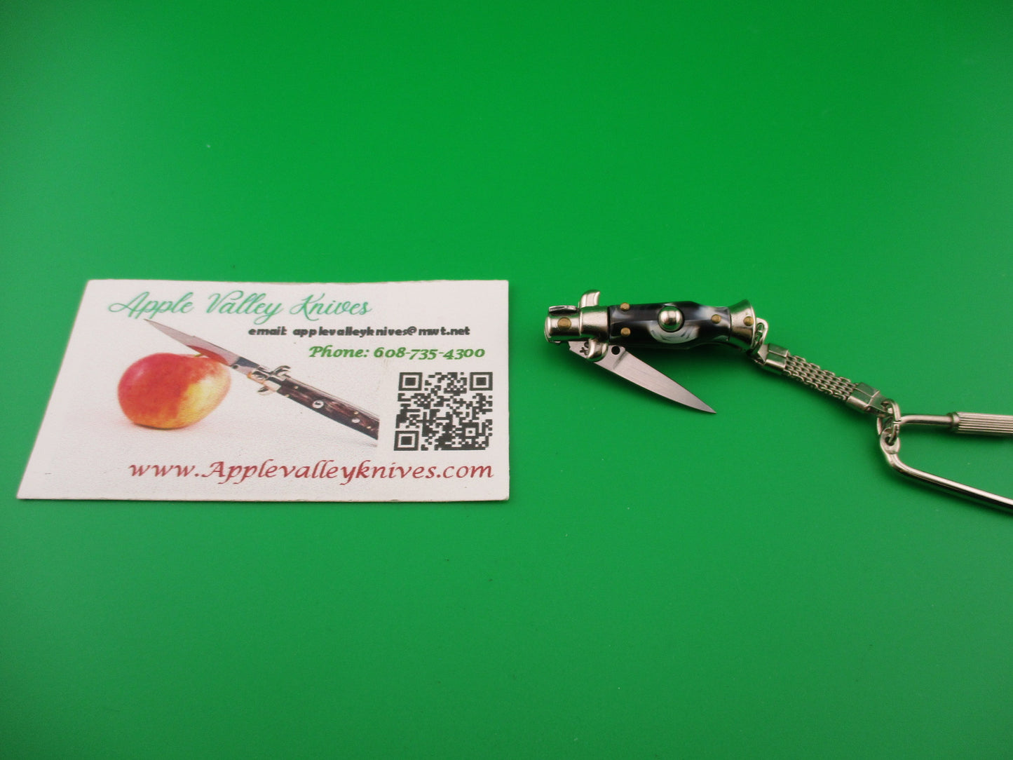 INOX ITALY 7cm Italian Picklock Stiletto Black & Gray Swirl Keychain automatic tiny knife