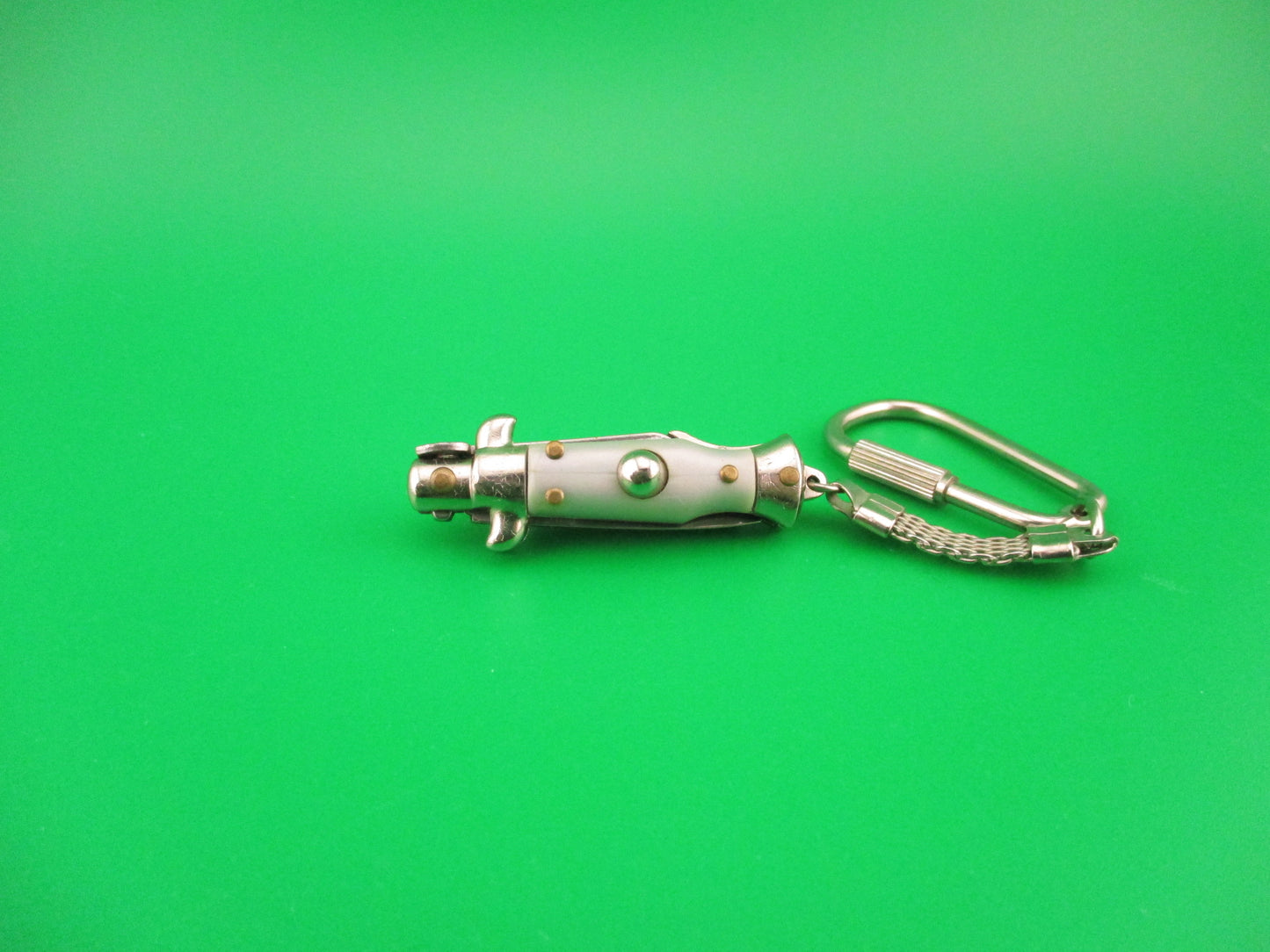 INOX ITALY 7cm Italian Picklock Stiletto Gray Silver Keychain automatic knife