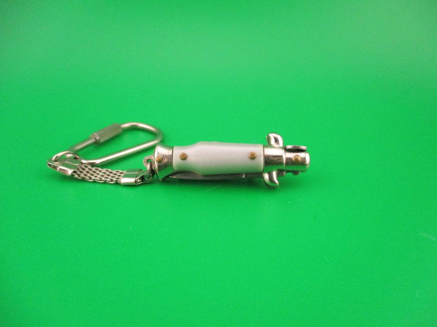 INOX ITALY 7cm Italian Picklock Stiletto Gray Silver Keychain automatic knife