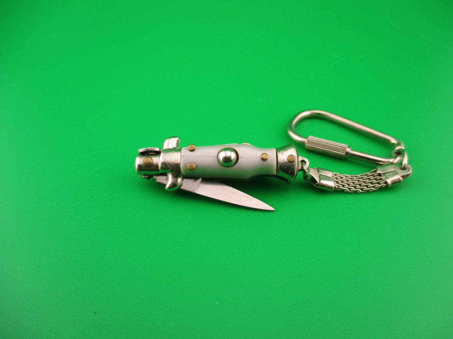 INOX ITALY 7cm Italian Picklock Stiletto Gray Silver Keychain automatic knife