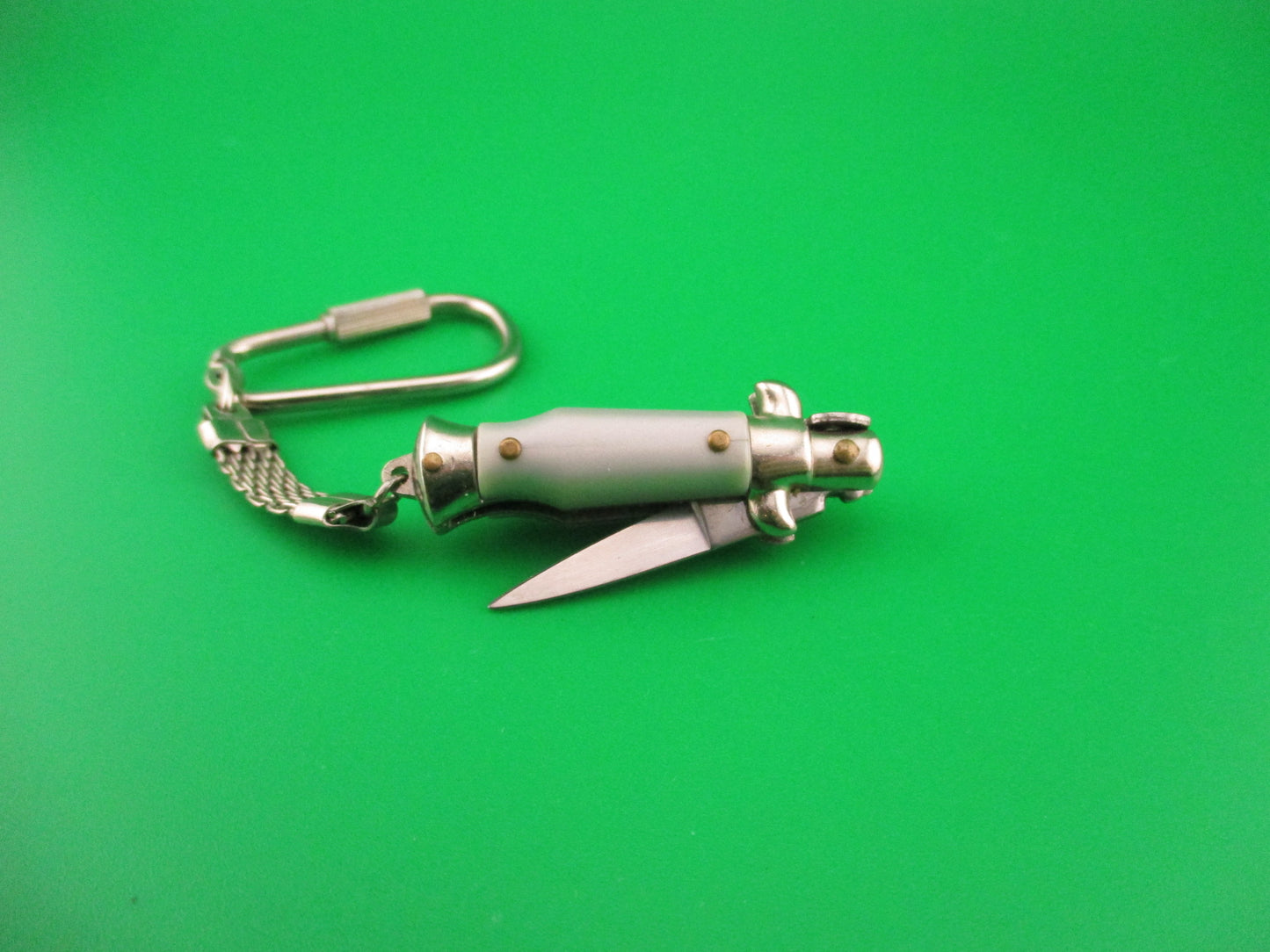 INOX ITALY 7cm Italian Picklock Stiletto Gray Silver Keychain automatic knife