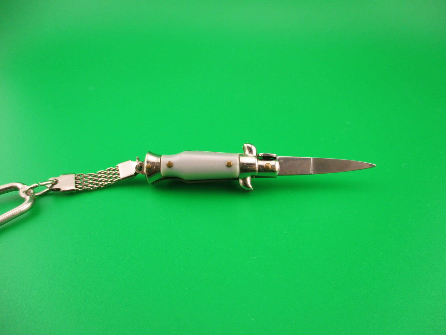 INOX ITALY 7cm Italian Picklock Stiletto Gray Silver Keychain automatic knife